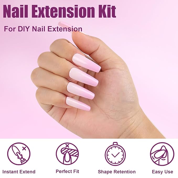 280 Pcs Original Sandwich Nails Dual Form with Guide Lines Long Coffin Nail Mold for Builder Gel Nail Extensions Art Design Salon DIY at Home