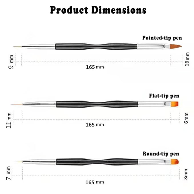 Nail Art Tool, 5 Pcs Nail Dotting Pens, 3 Pcs Nail Brushes and Nail Liner Pens, 3 Pcs Nail Art Striping Tape Lines, Nail Art Design Tools