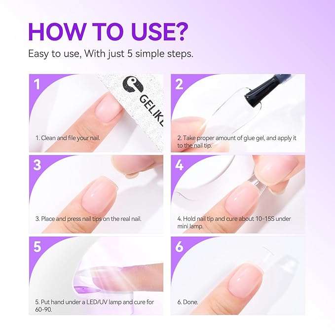 240pc Coffin Nail Tips and 6 in 1 Gel Glue