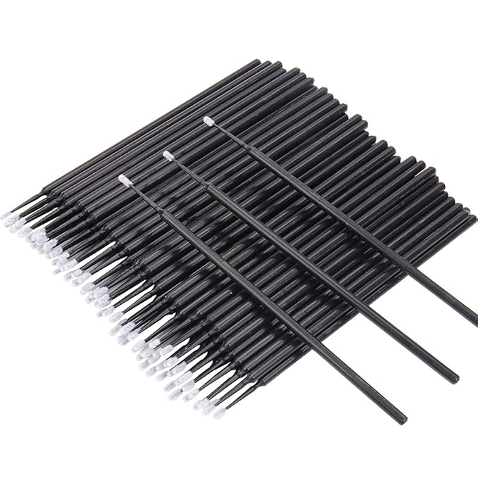 300 PCS Eyelash Extension Supplies Kit Disposable Micro Swab Brush Eyebrow Spoolies Lip Stick Brush Mascara Wand Applicator Makeup Brush Tool (White Black Gold Sets)