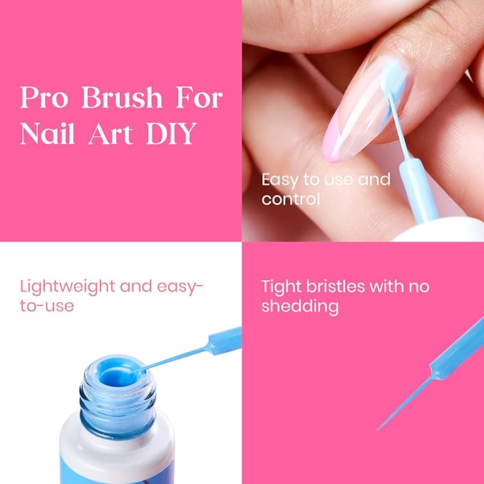Beetles Pastel Gel Liner Nail Polish Set, 12 Colors Spring Sheer Pink Nude Blue Purple White Yellow Orange French Line Swirl Nail Art Gel Polish Soak Off Uv Lamp Manicure Gifts for Women