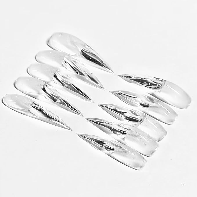 10 PCS Handmade Press on Nails Long Transparent Handmade Fake Nail with Unique Dragon Claw Design Luxury Handmade False Nails Full Cover Reusable Acrylic Glue on Nail for Women Girls (S)