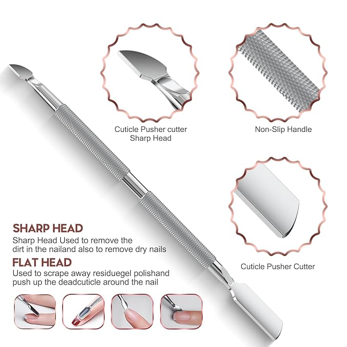 Cuticle Trimmer with Cuticle Pusher and Cutter Cuticle Nippers & Cutter Set, Professional Stainless Steel Cuticle Cutter Manicure Tools For Precise Nail Care Fingernails & cuticle scissors 3 Piece Set