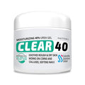 CLEAR 40, 40% Urea Gel, 4 oz w/Tea Tree & Coconut Oil, Aloe Vera Extract, Works on Calluses & Corns, Moisturizes & Softens Cracked Heels, Feet, Elbows, Hands, Nails, Superior Hydration to Urea Creams
