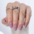 Mauve Press On Nails - Pink Milk Short Fake Nails, Almond Press On Nails Reusable Stick On Nails in 16 Sizes, 32pcs False Nail Kit for Women & Girls