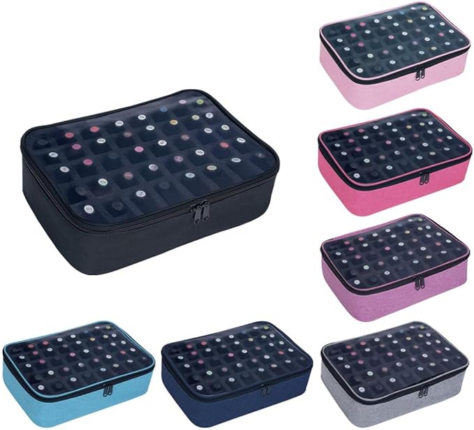 Small Clear Nail Polish Organizer Holds 40 bottles(15ml-0.5fl.oz) Nail Polish Case Multifunctional Nail Polish Bag organizer, Cosmetic Travel Makeup Bags for Women Blue