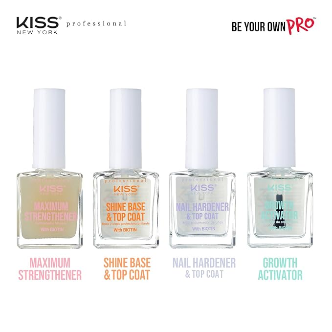 Kiss New York Nail Strengthening Treatment, Infused with Biotin, Propolis, Tea Tree Oil, Fingernail and Toenail, Eliminate Discoloration, Made in Korea