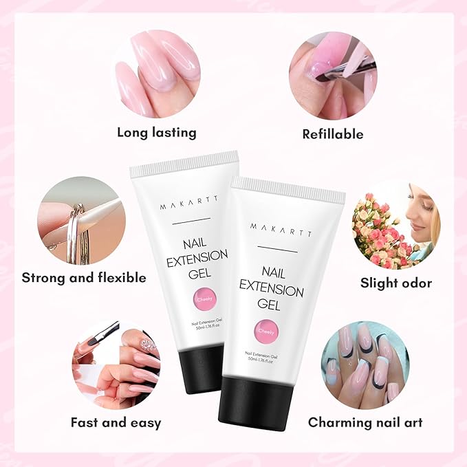 Makartt Hema-Free Poly Nail Gel 50ML Builder Nail Extension Gel Daisy Pink Long-Lasting Easy-Use Gel for DIY Home Salon