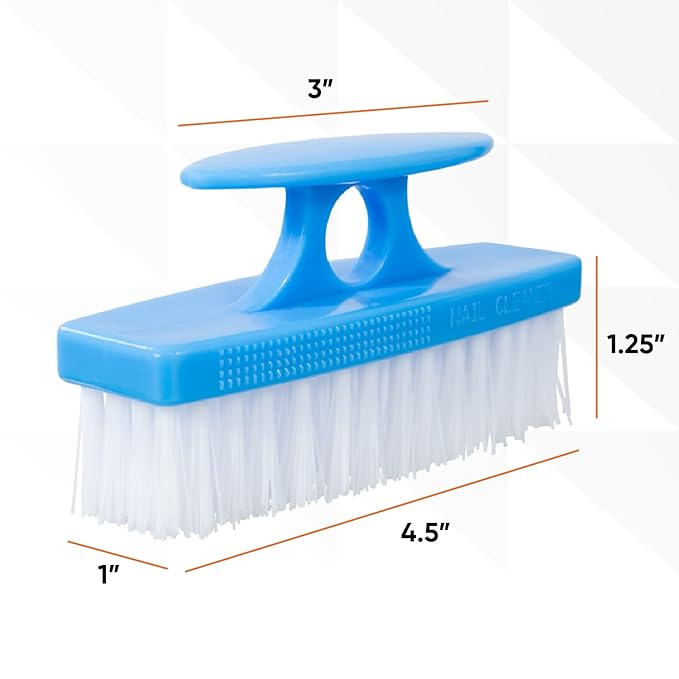 Superio Nail Brush for Cleaning Fingernails, Nail Scrubber Brush, Toe Foot Hands Fingernail Brush Cleaner- Small Scrub Brush- All-Purpose Stiff Cleaning Brush for Home, Kitchen, Work, (2, Blue/White)