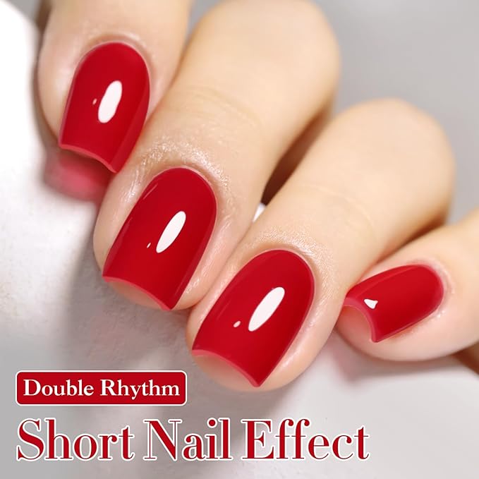 Double Rhythm 15ML Gel Nail Polish Pure Sheer Same Color Same Bottle Soak Off Gel Polish Art Manicure Salon DIY at Home for Women (Red Coral-A1451)