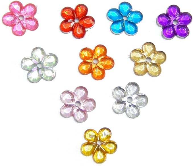 Perlin Acrylic Crystals Sewing Gemstones Set 2500 Pieces 10 Colours Flower Jewellery Stones with Hole Flat Back Resin Rhinestones for Textiles Clothing Costumes