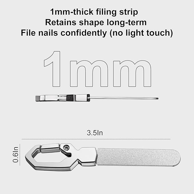 Stainless Steel Double Sided Nail File - Professional Metal Fingernail Toenail Tool for Men (Thick Nails) & Women, Washable Reusable Durable with Travel-Friendly Leather Case, Home & Salon Use