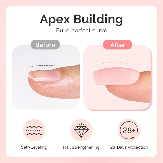MelodySusie 2PCS 15ML Pink Builder Nail Base Gel for Nails Thickening,Soak Off UV Extension Gel,Rhinestone Glue in a Bottle for Nail Art Design Gift for Women DIY Manicure at Home 012 * 2