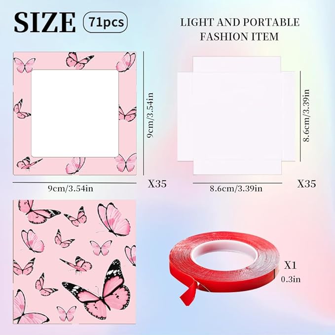 71 Pcs Empty Press on Nails Packaging Box 35 Pcs White Background Papers and 1 Double Sided Tape, Empty Nail Package Box Set for Press on Nail Business (Pink)…