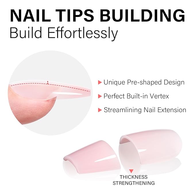 AILLSA RealFit Nude Pink Press On Nails Medium Coffin - Long Lasting Pre-Shaped Natural False Nails, Fake Nails Extensions for Salon Home DIY Gifts 140 PCS