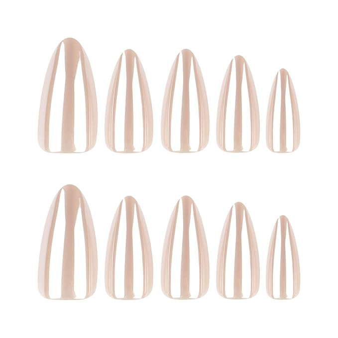 Gold Press on Nails Almond Fake Nails Press ons Gold False Nails Acrylic Glossy Full Cover Glue on Nails Cute Artificial Stick on Nails for Women Nails Decorations 24 Pcs