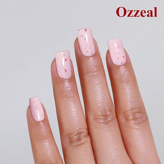 Pastel Gel Polish,0.5 Fl Oz Light Pink Flake Glitter Gel Nail Polish Macaron Spring Summer LED UV Speckled Sparkle Art Starter Manicure Salon DIY Nail