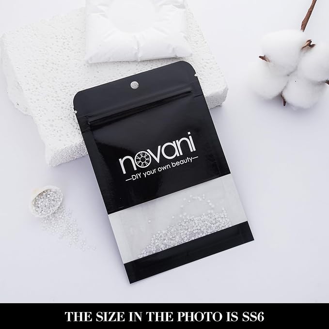 Novani 3000 Pieces Flatback Rhinestones Glass Round Gems Neon-White Crystals for Nail Art DIY Crafts Clothes Shoes,SS6,1.9-2.0mm