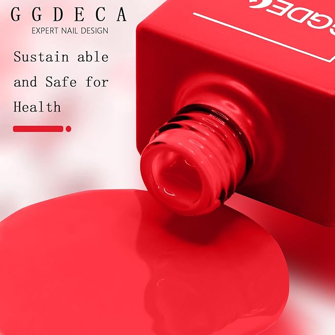 15ml Bright Red Gel Nail Polish, Neon Red Gel Polish, Coral Color Same Color Same Bottle, High Gloss U V Soak Off Nail, DIY Sparkle Manicure Salon