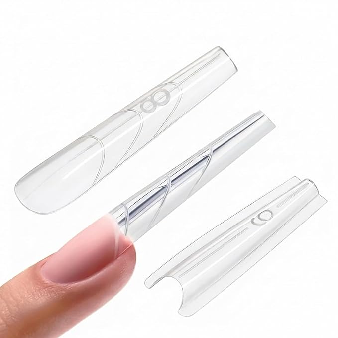 Nail Dual Forms 240Pcs Coffin - Long Nail Extension Molds for Polygel Builder Gel Professional Nail Art Kit 15 Sizes | Glirops