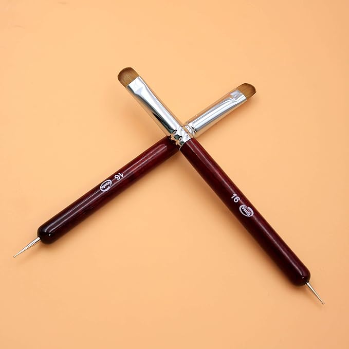 Vanfa Detailing Nail Art French Brush With Doting Tool - Size #16 (Pack of 2)
