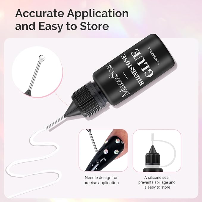 MelodySusie Handheld UV Light for Gel Nails & Gel Nail Glue for Rhinestones & 3D Design - Strong Adhesive (2 * 0.42 Fl Oz)