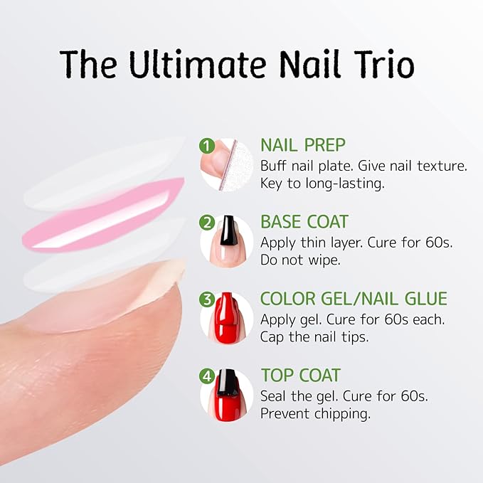 Base Coat Gel Polish Set for Nails, 2 Pack Clear Crystal Strengthen Apex Building Enhance Reinforce, Long Lasting 28+ Days, Safe Formula Protect Uneven Thin Damaged Weak Nail（U V Lamp Cured）
