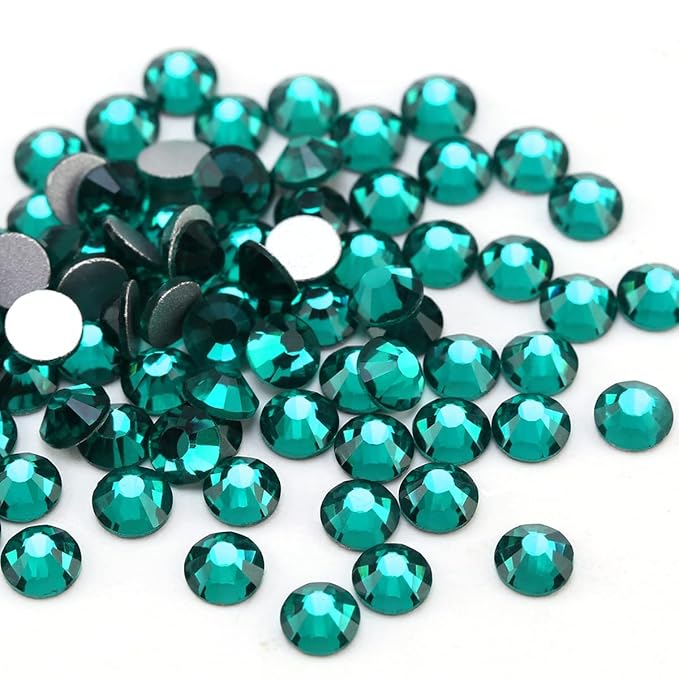 Novani Crystal Rhinestones, Flatback Loose Gemstones 1440pcs Glass Rhinestones for Clothes Shoes Crafts Makeup Nail Art and DIY Decorations(SS12, Green Zircon)
