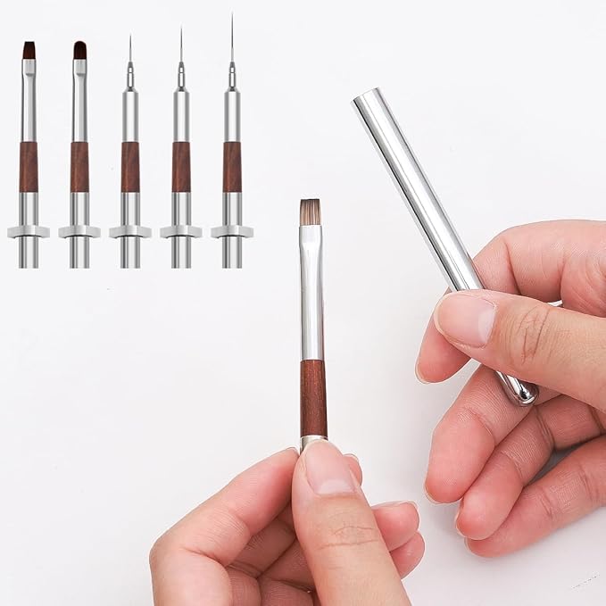 Nail Art Brushes, Metalic Nail Art Liner Brush with 4Pcs Brush Heads