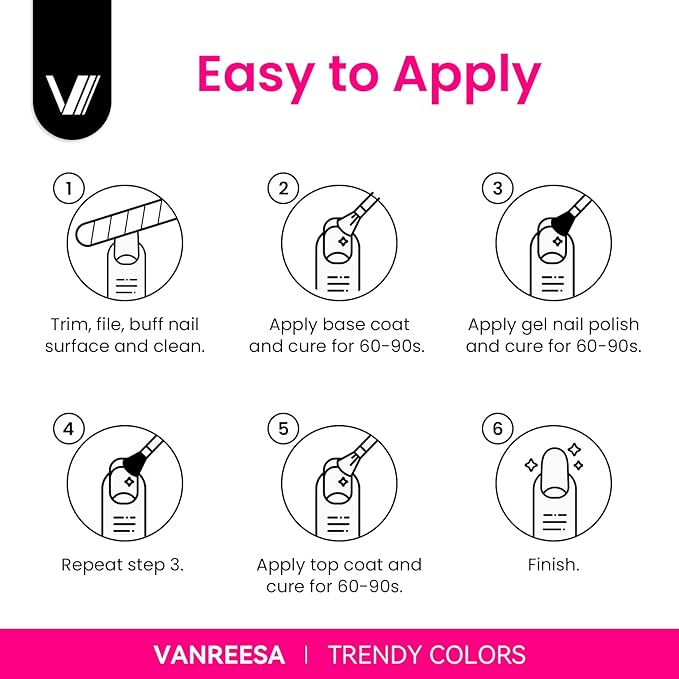 VANREESA 24 Pcs Gel Nail Polish Set -Bright Colors Gel Polish with Base Coat & 4 Effects of Top Coat Bright Yellow Orange Pink Red Green Blue Purple Gel Polish Set Nail Kit Gifts for Women Girls