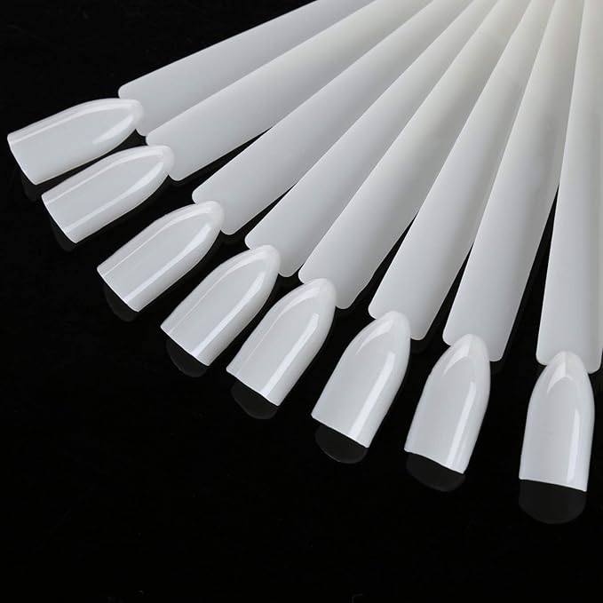 GOGOONLY 200 Off White Tips Fan-shaped Nail Art Display Acrylic False Tips Practice Tool - 200 Tips in Total-BH000473
