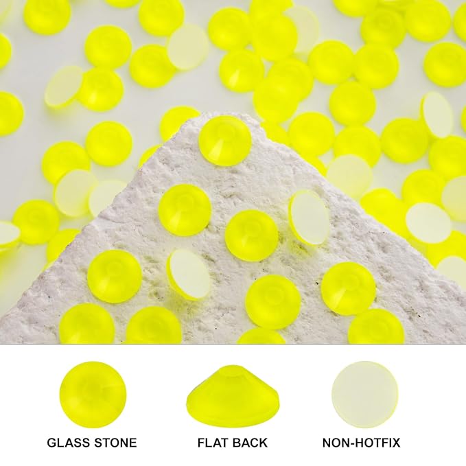 Novani 576 Pieces Flatback Rhinestones Glass Round Gems Neon-Yellow Crystals for Nail Art DIY Crafts Clothes Shoes,SS30,6.4-6.6mm