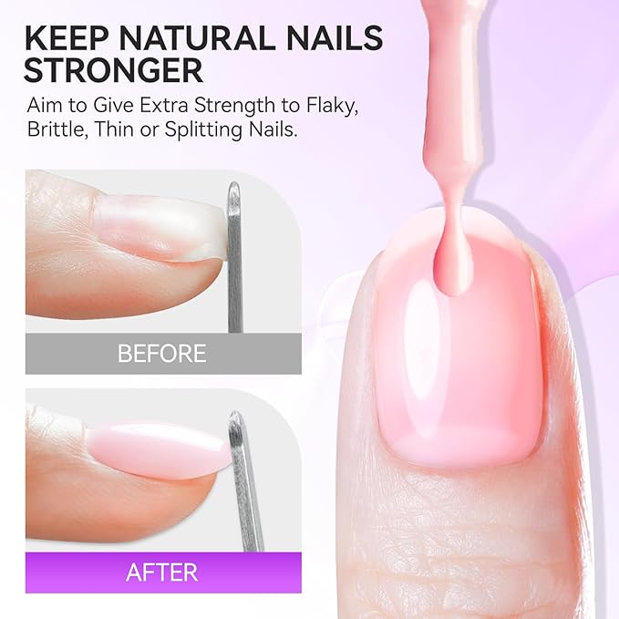 Gelike EC Pro Nail Glue & Strengthener: Nude 6-in-1 Nail Adhesive for Repair - Strengthening & Protein Repair - Perfect for Home & Salon Use 11417 - UV Needed