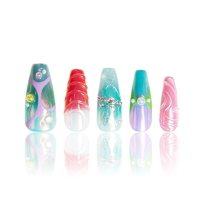 LOVFUL Short Press on Nails Sagittarius Spark | Handmade Acrylic Press ons | Reusable Fake False Nails | Coffin Classic Regular 1.3 in | H594-M