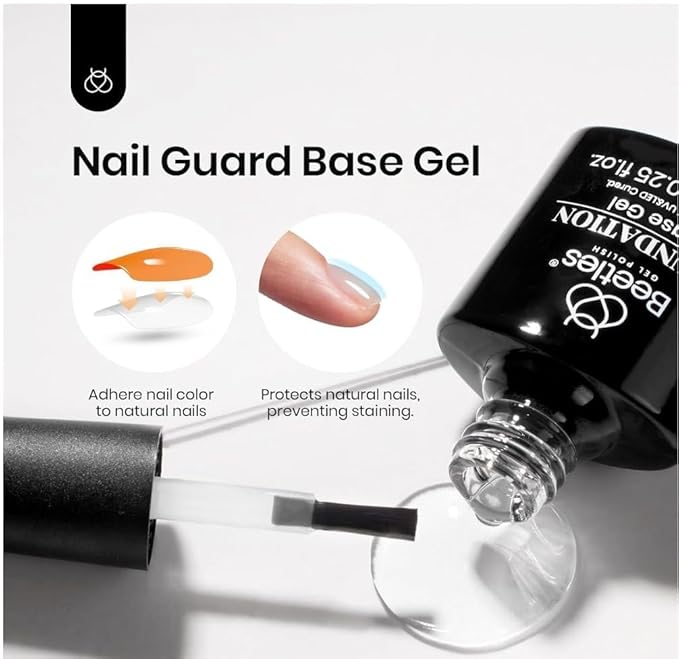 Beetles Black White Gel Polish Set - 4Pcs Gel Polish Kit Black White Colors Gel with No Wipe Top & Base Coat Nail Kit Soak Off UV LED Lamp Manicure Salon DIY Home
