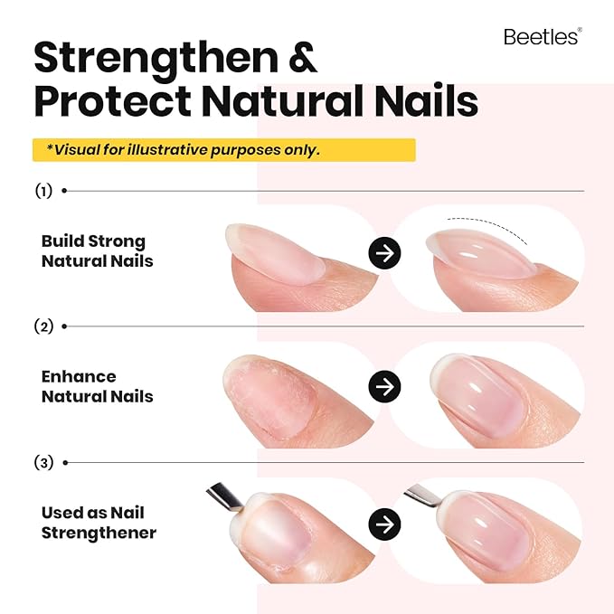 Beetles Builder Gel Set-Skin Poem 12 Colors 8 in 1 Nail Thickening Strengthening Building Apex for Beginner DIY Salon at Home,Natural Nude Jelly Pink Glitter Builder Nail Gel, UV & LED Lamp Cured Need
