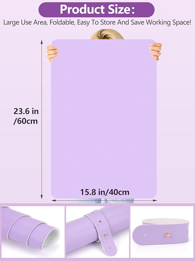 (MAT ONLY) Nail Art Table Mat, Nail Arm Rest Pad for Acrylic Nails, Soft Microfiber PU Leather Nail Mat for Table, Foldable Nail Hand Rest Pillow Manicure Pad, Acrylic Nail Desk Mat for Nail Cushion