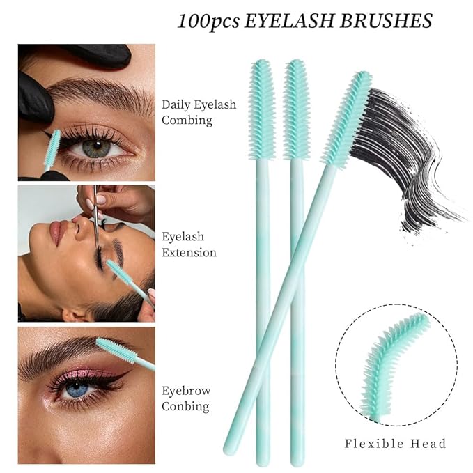 300 Pack Disposable Spoolies Brushes Sets Mascara Wand Lip Brushes Cotton Swab for Eyebrow Eyelash Extension Tattoo Lipstick Applicator