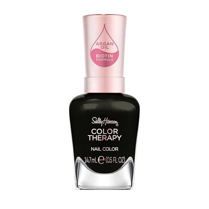 Sally Hansen Color Therapy Nail Polish | Biotin, Argan Oil, Long Lasting, Healthy Nails, Nail Strengthener, Semi-Opaque | 480 Everything Zen | Sage Green Nail Color