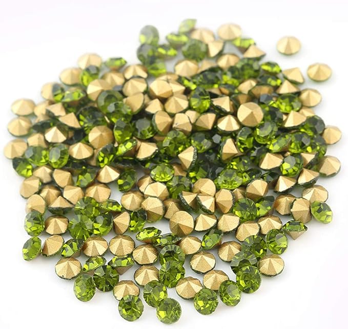 1440pcs Rhinestones Round Point Back Crystal Gem Glass Diamante Rhinestones Nail Art Decoration Jewelry Finding Beads Craft Gems (Light Green, 2.0mm)