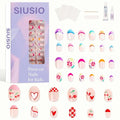 SIUSIO 3Pack Children Acrylic Fake Nails, 72pcs Press on Full Cover Cherry French Tips Short Almond False Nail Art Kits Set with Sticker Tabs Nail Glue Gel for Kids Little Girls Women - Floral Cherry