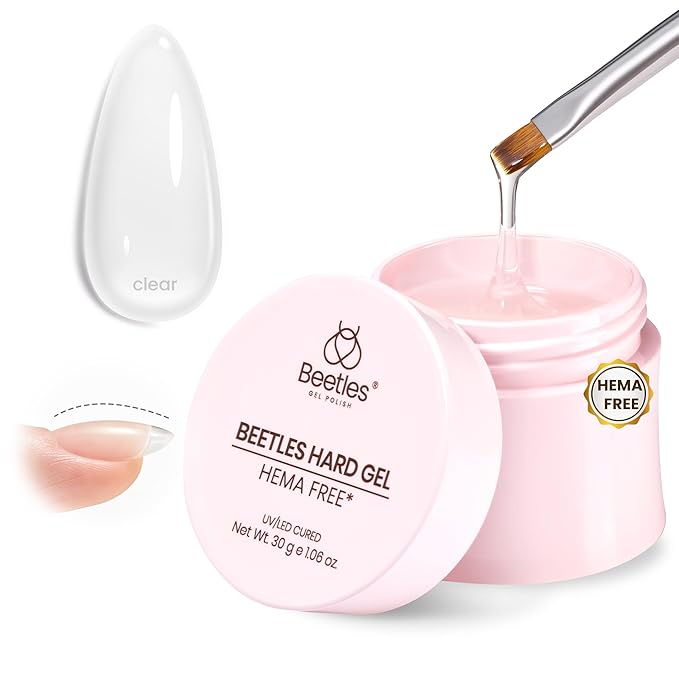 Beetles HEMA-Free Hard Gel-Dewy Breeze 1 oz 9 in 1 Nail Extension Sculpting Apex Building & Nail Repair for Pros,Clear Builder Nails Gel High Hardness, UV & LED Lamp Needed