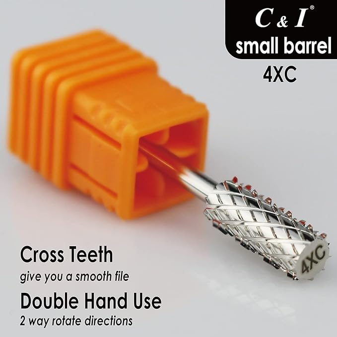 C & I Small Barrel Nail Drill Bits, Professional Electric File for Manicure Drill Machine, Nail Gels Remove, 3/32” (Ultra Coarse -4XC)