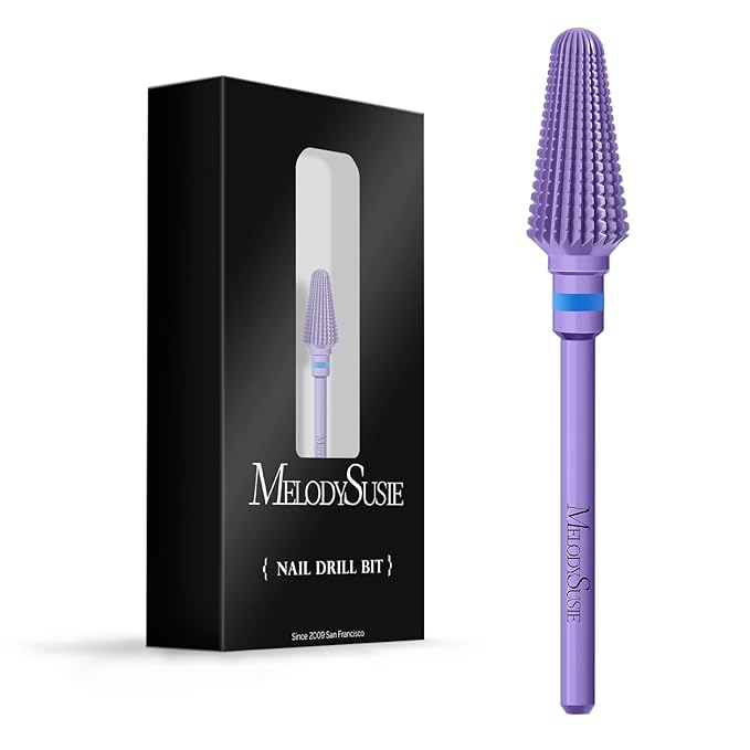 MelodySusie Professional Tornado 3/32'' Nail Drill Bits, Carbide Tungsten Multi-function Bits, Suitable for Manicure Pedicure Cuticle Gel Polishing, Salon Bits, Series Bit-X, Purple, Medium