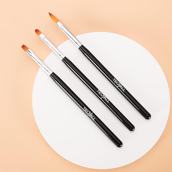 TEOYALL Nail Art Brushes - Builder Gel, Dotting Tools, Fine Liner
