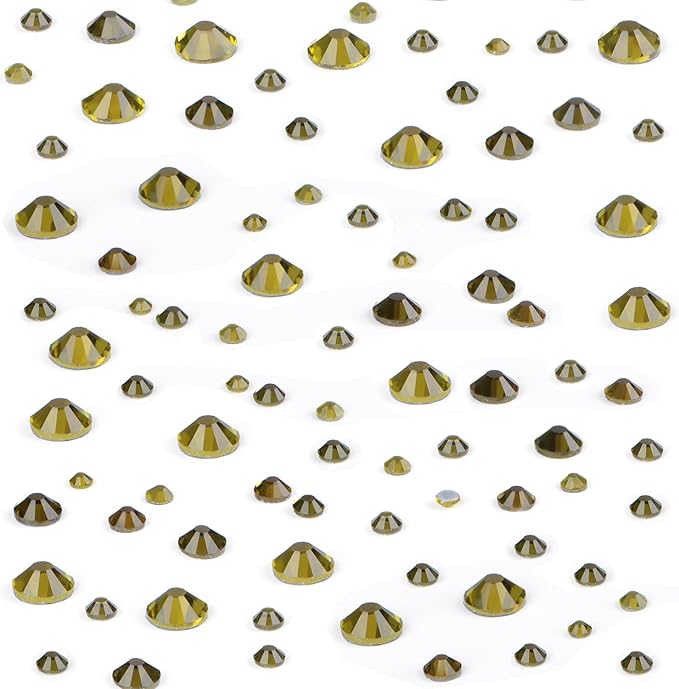 NCB Hotfix Iron on 8000pcs Crystal Rhinestones Round Gem for Crafts Decoration DIY Jewelry Making with a Tweezers and 2 Picking pens (Olivine, 6Sizes SS4-SS30)