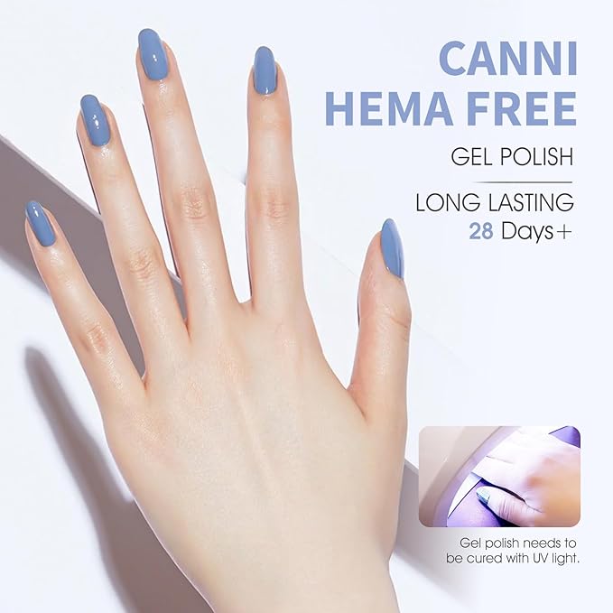CANNI Blue Gel Nail Polish, 1Pcs Light Baby Blue Gel Polish Pastel Color High Gloss Soak Off U V Nail Manicure Salon DIY