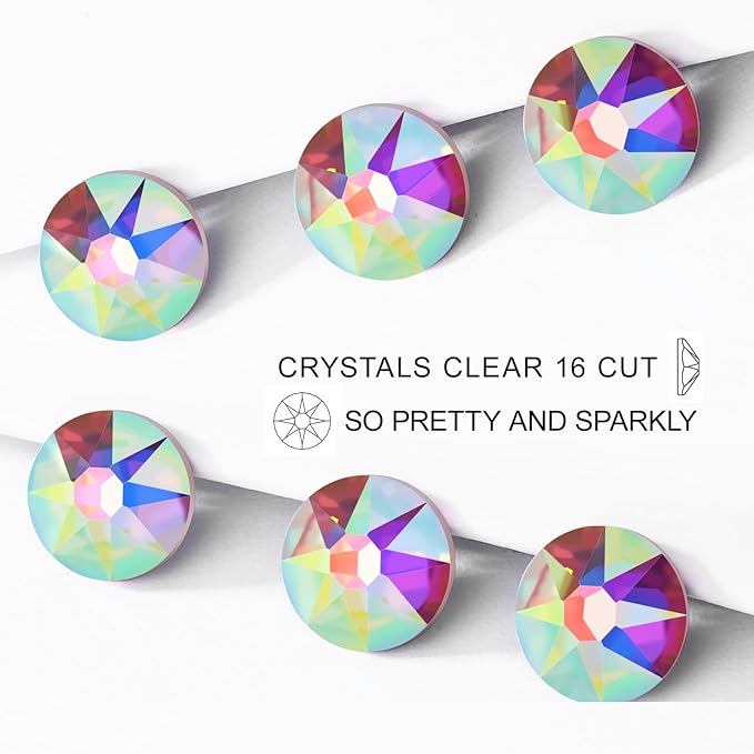 Novani 500pcs Crystal AB Rhinestones Flat Back Round Rhinestone Style 2088 Sparkly Crystal Gemstones for Nail Art and Crafting,SS12(3.0-3.2mm