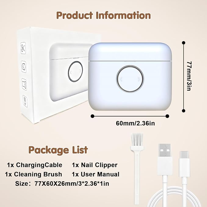 Valentines Day Gifts for Him & Her - Electric Nail Clipper, Adjustable Blade Opening for Thick Nails, Electric Nail Clippers for Seniors & Adults, Baby Electric Nail Trimmer (Upgraded White)