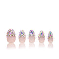 LOVFUL Press on Nails Angel's Tear Rhinestone | Handmade with Full Covered Crystals | Reusable Fake Nails | Almond Regular 1.0 in | H48-L